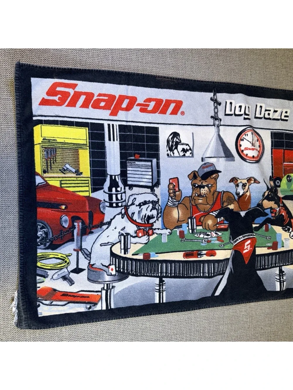 Snap On Tools Beach Towel Dog Daze of Summer Dogs Poker 60 x 32 Vintage